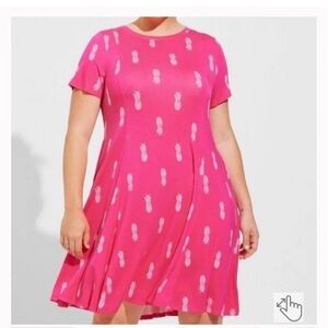 TORRID Size 2 pink pineapple super soft fit and flare mini dress